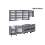 Set di mobili da cucina moderni bianchi lucidi, larghezza 2,90 m