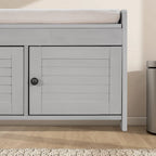 Panca contenitore in lino con cuscino Bianco / Espresso / Grigio / Blu scuro, seduta singola, 110,5 cm