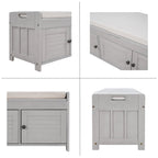 Panca contenitore in lino con cuscino Bianco / Espresso / Grigio / Blu scuro, seduta singola, 110,5 cm