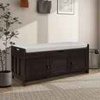Panca contenitore in lino con cuscino Bianco / Espresso / Grigio / Blu scuro, seduta singola, 110,5 cm