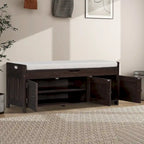 Panca contenitore in lino con cuscino Bianco / Espresso / Grigio / Blu scuro, seduta singola, 110,5 cm