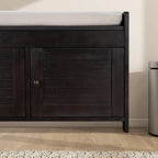 Panca contenitore in lino con cuscino Bianco / Espresso / Grigio / Blu scuro, seduta singola, 110,5 cm