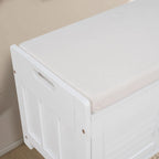 Panca contenitore in lino con cuscino Bianco / Espresso / Grigio / Blu scuro, seduta singola, 110,5 cm