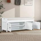 Panca contenitore in lino con cuscino Bianco / Espresso / Grigio / Blu scuro, seduta singola, 110,5 cm