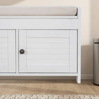 Panca contenitore in lino con cuscino Bianco / Espresso / Grigio / Blu scuro, seduta singola, 110,5 cm