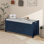 Panca contenitore in lino con cuscino Bianco / Espresso / Grigio / Blu scuro, seduta singola, 110,5 cm