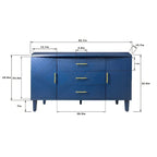 Mobiletto 2 ante 3 cassetti blu navy con effetto intagliato