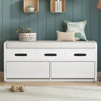 Panca Contenitore Rustica a 2 Posti con 2 Cassetti, Legno Naturale / Espresso / Blu Marino / Bianco