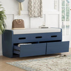 Panca Contenitore Rustica a 2 Posti con 2 Cassetti, Legno Naturale / Espresso / Blu Marino / Bianco