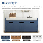 Panca Contenitore Rustica a 2 Posti con 2 Cassetti, Legno Naturale / Espresso / Blu Marino / Bianco