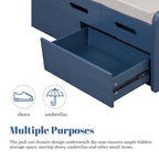 Panca Contenitore Rustica a 2 Posti con 2 Cassetti, Legno Naturale / Espresso / Blu Marino / Bianco