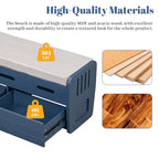Panca Contenitore Rustica a 2 Posti con 2 Cassetti, Legno Naturale / Espresso / Blu Marino / Bianco