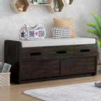 Panca Contenitore Rustica a 2 Posti con 2 Cassetti, Legno Naturale / Espresso / Blu Marino / Bianco