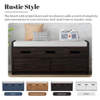 Panca Contenitore Rustica a 2 Posti con 2 Cassetti, Legno Naturale / Espresso / Blu Marino / Bianco