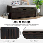 Panca Contenitore Rustica a 2 Posti con 2 Cassetti, Legno Naturale / Espresso / Blu Marino / Bianco