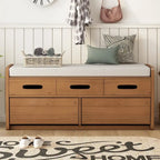 Panca Contenitore Rustica a 2 Posti con 2 Cassetti, Legno Naturale / Espresso / Blu Marino / Bianco
