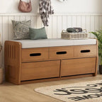Panca Contenitore Rustica a 2 Posti con 2 Cassetti, Legno Naturale / Espresso / Blu Marino / Bianco