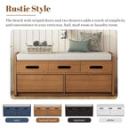Panca Contenitore Rustica a 2 Posti con 2 Cassetti, Legno Naturale / Espresso / Blu Marino / Bianco