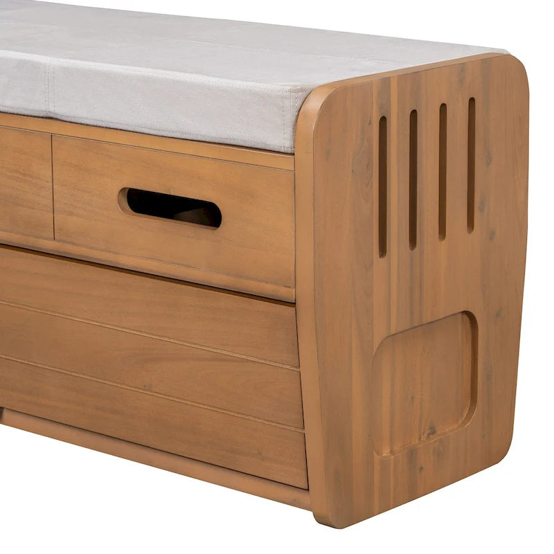 Panca Contenitore Rustica a 2 Posti con 2 Cassetti, Legno Naturale / Espresso / Blu Marino / Bianco