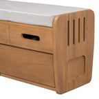 Panca Contenitore Rustica a 2 Posti con 2 Cassetti, Legno Naturale / Espresso / Blu Marino / Bianco