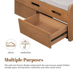 Panca Contenitore Rustica a 2 Posti con 2 Cassetti, Legno Naturale / Espresso / Blu Marino / Bianco