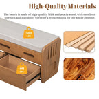 Panca Contenitore Rustica a 2 Posti con 2 Cassetti, Legno Naturale / Espresso / Blu Marino / Bianco