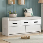 Panca Contenitore Rustica a 2 Posti con 2 Cassetti, Legno Naturale / Espresso / Blu Marino / Bianco