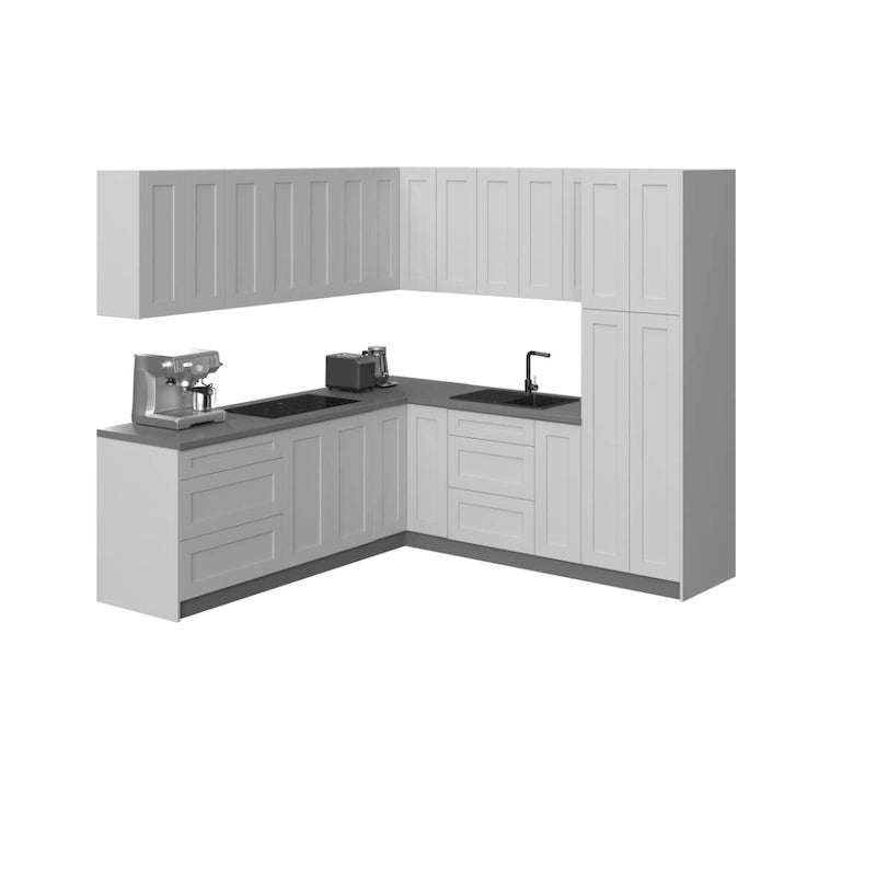 Set di mobili da cucina base bianco opaco, 2,4 × 2,4 m (96"×96")