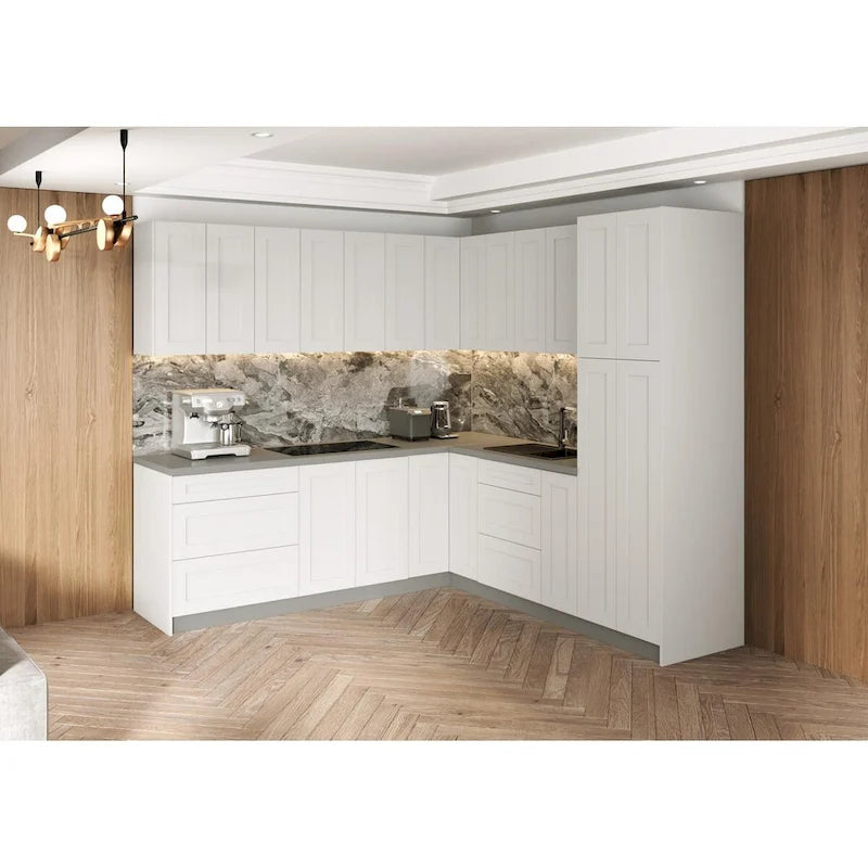 Set di mobili da cucina base bianco opaco, 2,4 × 2,4 m (96"×96")