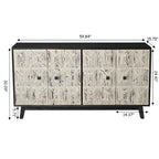 Credenza vintage a 4 ante Marrone / Naturale / Nera, Legno, Montaggio 1 persona