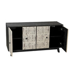 Credenza vintage a 4 ante Marrone / Naturale / Nera, Legno, Montaggio 1 persona