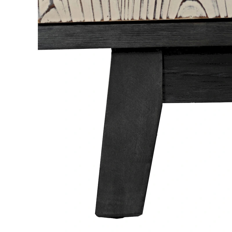 Credenza vintage a 4 ante Marrone / Naturale / Nera, Legno, Montaggio 1 persona