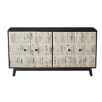 Credenza vintage a 4 ante Marrone / Naturale / Nera, Legno, Montaggio 1 persona