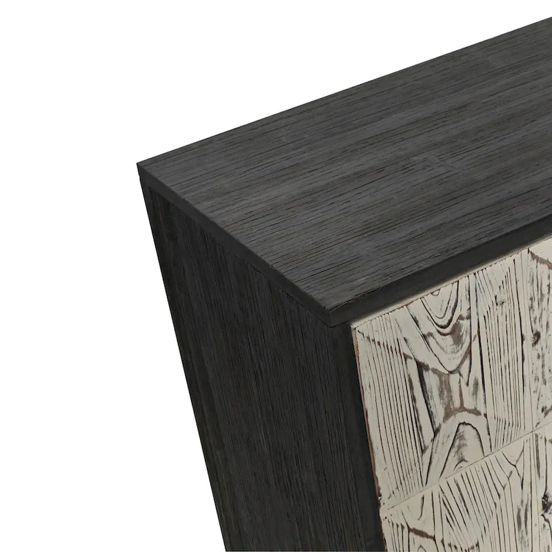 Credenza vintage a 4 ante Marrone / Naturale / Nera, Legno, Montaggio 1 persona