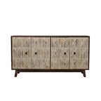 Credenza vintage a 4 ante Marrone / Naturale / Nera, Legno, Montaggio 1 persona