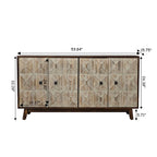 Credenza vintage a 4 ante Marrone / Naturale / Nera, Legno, Montaggio 1 persona