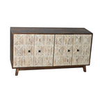 Credenza vintage a 4 ante Marrone / Naturale / Nera, Legno, Montaggio 1 persona