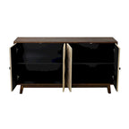 Credenza vintage a 4 ante Marrone / Naturale / Nera, Legno, Montaggio 1 persona