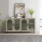 Credenza in Stile Vintage Color Oro Antico con Ante in Vetro, Montaggio per 1 Persona