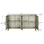Credenza in Stile Vintage Color Oro Antico con Ante in Vetro, Montaggio per 1 Persona