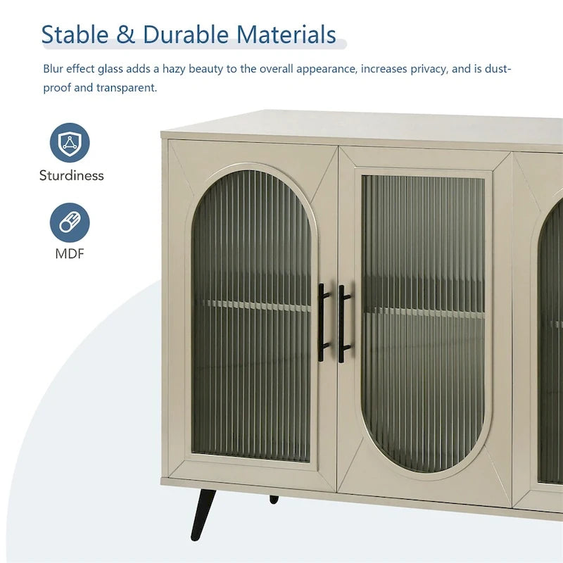 Credenza in Stile Vintage Color Oro Antico con Ante in Vetro, Montaggio per 1 Persona