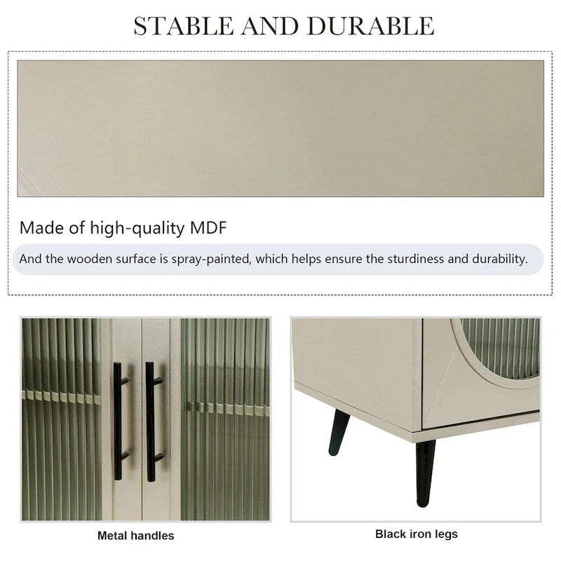Credenza in Stile Vintage Color Oro Antico con Ante in Vetro, Montaggio per 1 Persona