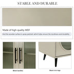 Credenza in Stile Vintage Color Oro Antico con Ante in Vetro, Montaggio per 1 Persona