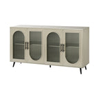 Credenza in Stile Vintage Color Oro Antico con Ante in Vetro, Montaggio per 1 Persona