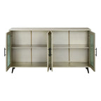 Credenza in Stile Vintage Color Oro Antico con Ante in Vetro, Montaggio per 1 Persona