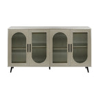 Credenza in Stile Vintage Color Oro Antico con Ante in Vetro, Montaggio per 1 Persona