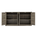 Madia in finto rattan color rovere/grigio pietra con ante a fienile – Montaggio 1 persona