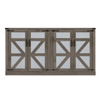 Madia in finto rattan color rovere/grigio pietra con ante a fienile – Montaggio 1 persona
