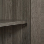 Madia in finto rattan color rovere/grigio pietra con ante a fienile – Montaggio 1 persona