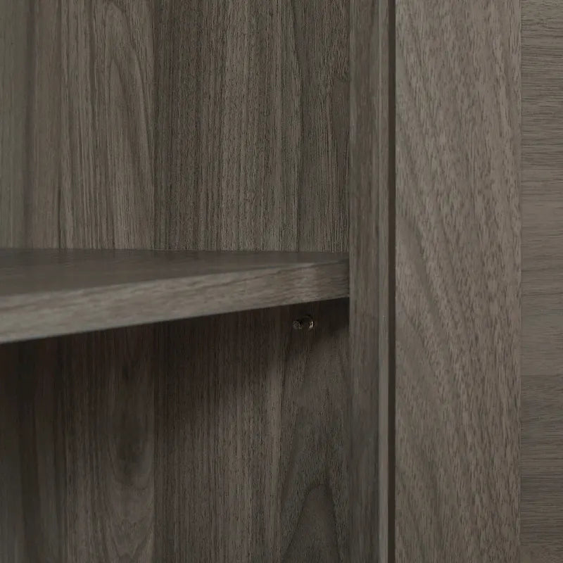 Madia in finto rattan color rovere/grigio pietra con ante a fienile – Montaggio 1 persona